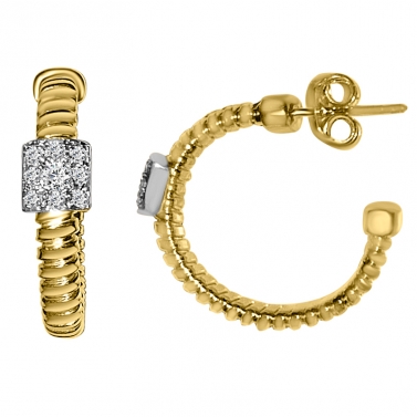 ISABEL GUARCH FINE JEWELRY MALLORCA BE GOLD YELLOW GOLD AND DIAMOND HOOPS